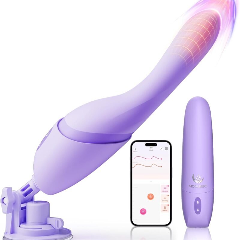 Thrusting Vibrator Adult Sex Toys for Women - 5IN1 Sex Machine with Heating & 10 Thrusting Vibrating Modes, App Control & Detachable Suction Base, G Spot Anal Dildo for Couples Female Men Pleasure
