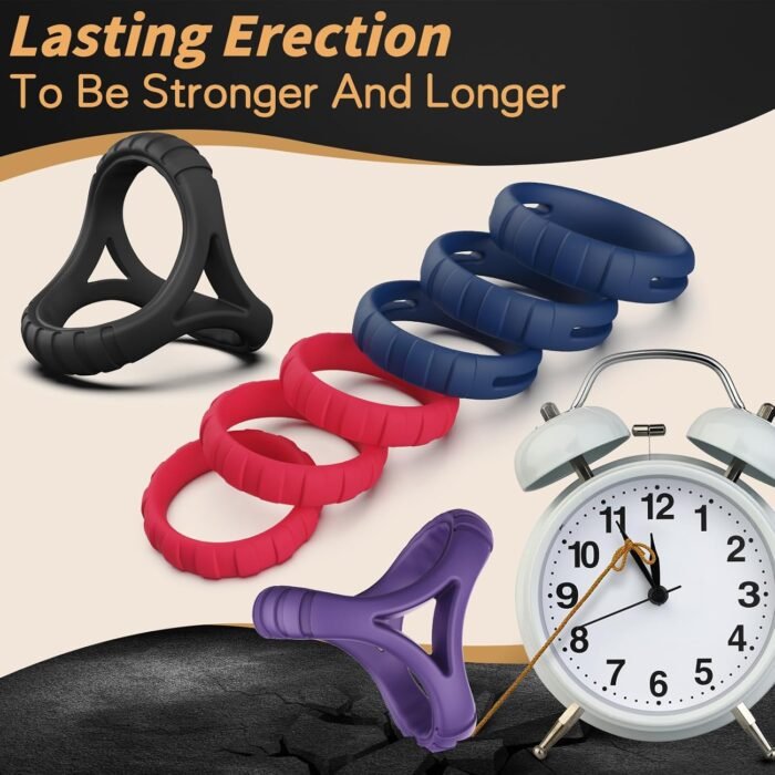 Silicone Penis Rings Set Sex Toys for Men，8 Different Sizes Cock Rings for Erection Enhancing, Long Lasting Stronger Men Sex Toy, Strechy Adult Sex Toys for Couples - Image 5