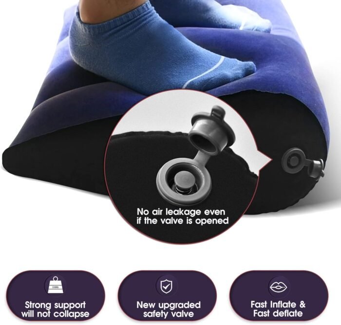 Bed Wedge Pillow, Inflatable Pillow for Couples Soft Portable Positioning Triangle Sofa Pillow Body Positioners Cushion Sweater g5, Medium, Blue - Image 2