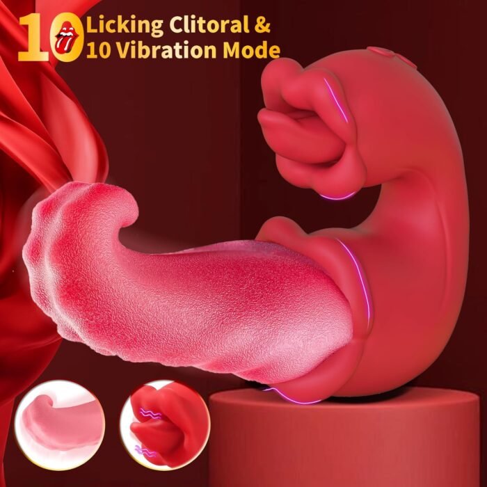 Vibrator Adult Sex Toys for Women - 4 in 1 Tongue Thrusting Vibrators Dildo Rose Sex Toys with 10 Licking Clitoral & 10 Vibration Mode, G Spot Clit Stimulator Tongue Toy for Women Couples Games - Image 2
