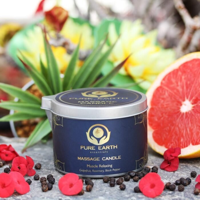 Muscle Relaxing Massage Oil Candle - Valentines Gift, Scented Massage Oil Candles for Relaxation and Home Spa (160 Grams or 6 oz.) - with Grapefruit, Rosemary, Black Pepper - by PURE EARTH essentials - Image 7
