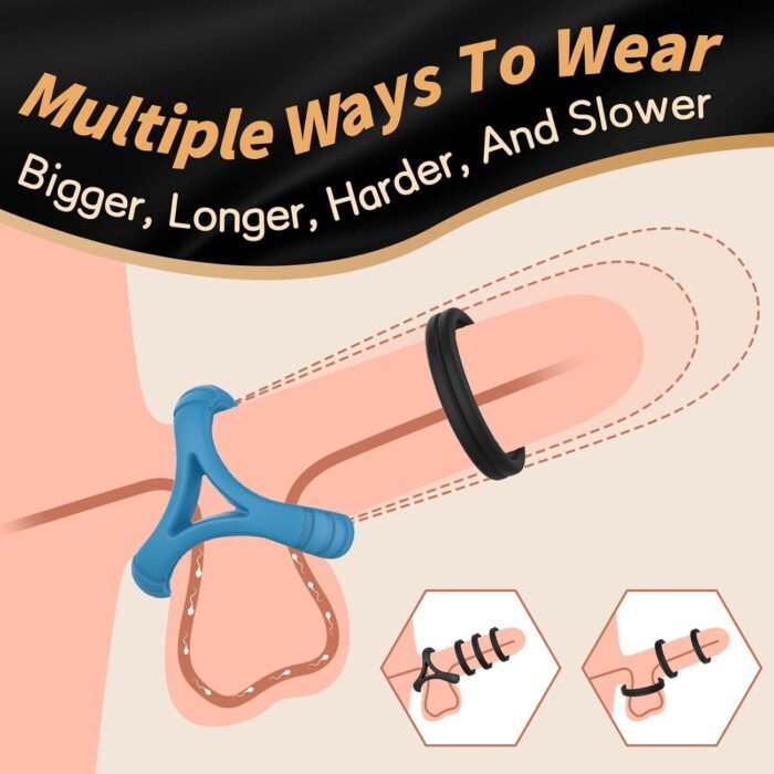Silicone Penis Rings Set Sex Toys for Men，5 Different Sizes Cock Rings for Erection Enhancing, Long Lasting Stronger Men Sex Toy, Strechy Adult Toys for Couples Pleasure - Image 2