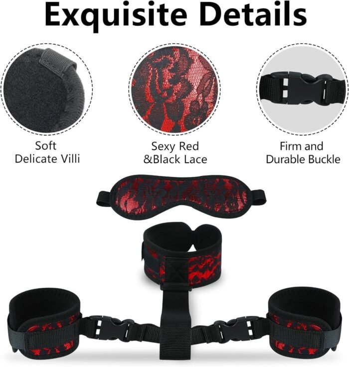 Wrist and Ankle Cuffs for Adult Play Sex Tied Up Handcuffs Tools for Women Sweatshirt Sex Furniture Hand Cuff Sex Restraints Bondage Kit Toys for Women Sex Tie Downs Under Mattress for King Bed FRC7 - Image 2