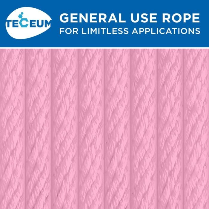 TECEUM Cotton Rope 3/16” (5 mm) – 50 FT – Strong All-Purpose Braided Rope – Natural Cotton – for Crafting, Сamping, Clothes Line, DIY, Indoor & Outdoor Use – Pink - Image 9