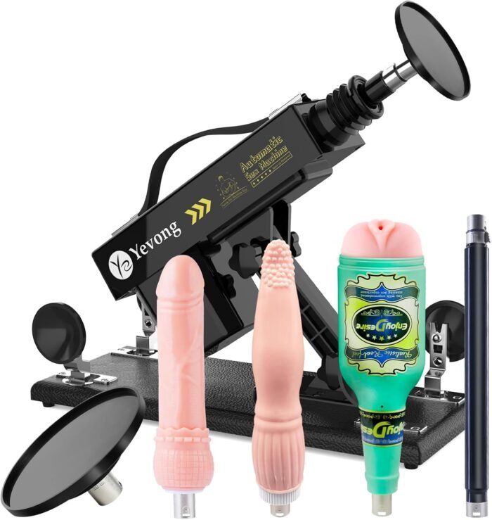 Sex Machine Fuck Machine with 3XLR Connector,Thrusting Dildo Machine with Realistic Dildo for Man,Automatic Love Machine Suction Cup with 5 Attachments Sex Toys for Women