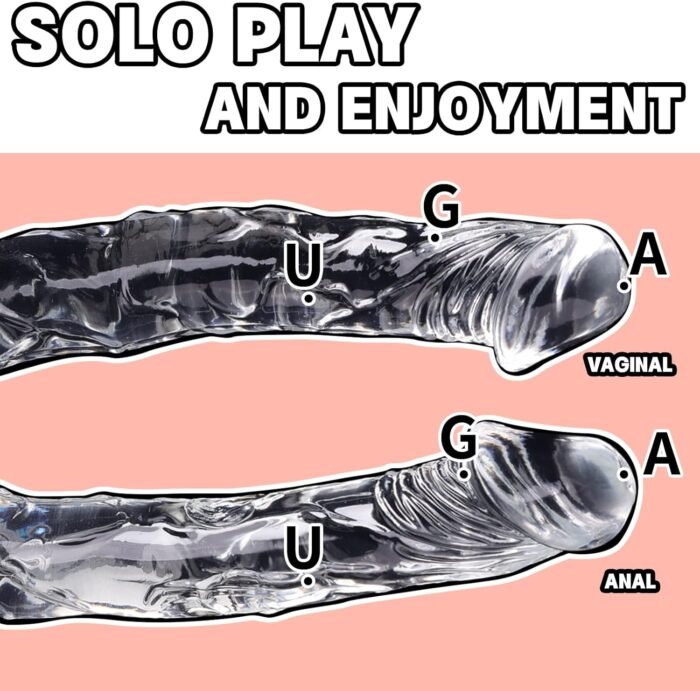 13 Inch Clear Long Double-Ended Dildo Flexible Realistic Dildos for Anal Play,Glass Soft Penis G-spot Stimulator Adult Sex Toys for Women Lesbians (Middle) - Image 5
