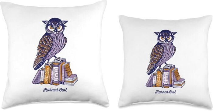 Horned Owl Reading Erotic Books: Funny Romance Novel Gift Throw Pillow, 16x16, Multicolor - Image 3
