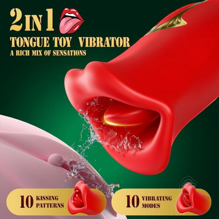 Adult Sex Toys Vibrator, Rose Toy, Rose Sex Stimulator for Women with 10 Vibration Modes and 10 French Kissing Modes, Tongue Sex Toy Vibrator, Clitoral Vibrator for Women, Adult Sex Toys - Image 3