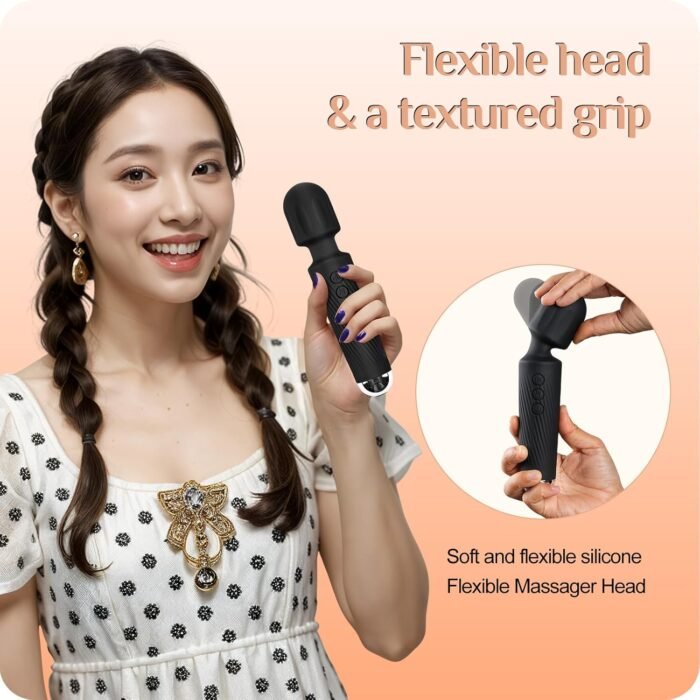 Vibrator Wand Sex Toys,Clit Stimulator Vibrators,Vibrator for Woman,Wand Massager Sex Toy,20 Patterns,8 Speeds of Pleasure,Quiet Adult Sex Toys,Waterproof, for Women Partner Play Gifts (Black) - Image 6