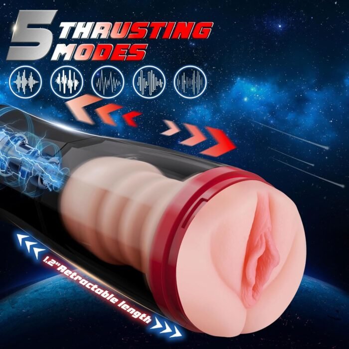 Automatic Male Masturbator Cup with Real Pussy, Pocket Pussy Stroker with 5 Thrusting&10 Vibration, Hands Free Male Sex Toy Adult Toys for Men - Image 2