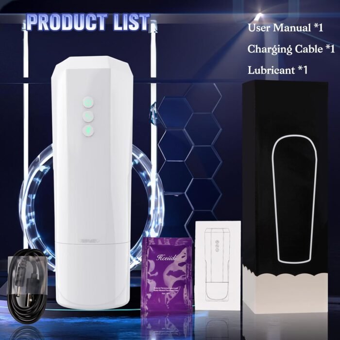 Adult Sex Toys Male Masturbator, Automatic Male Sex Toys for Men with 7 Vibrator & 3 Thrusting Modes, Male Masturbator with 3D Large Particle Inner, Adult Toys for Men (White) - Image 7