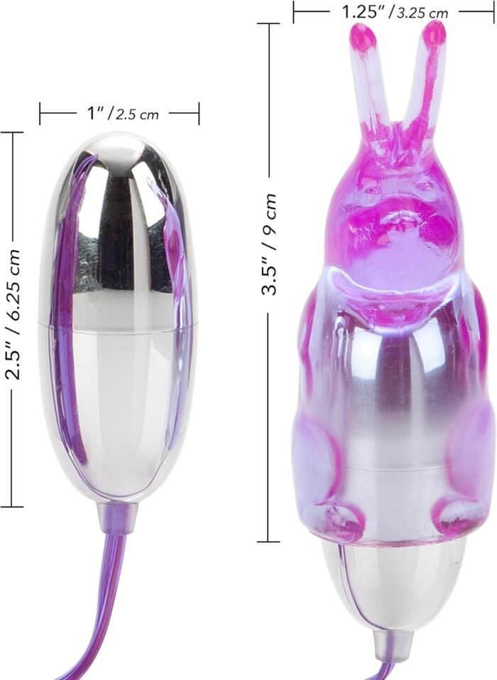 CalExotics Dual Bunny Teaser - Double Bullet Vibrator with Rabbit Tickler - Sex Toys for Couples - Adult Vibe Eggs Massagers - Purple - Image 4