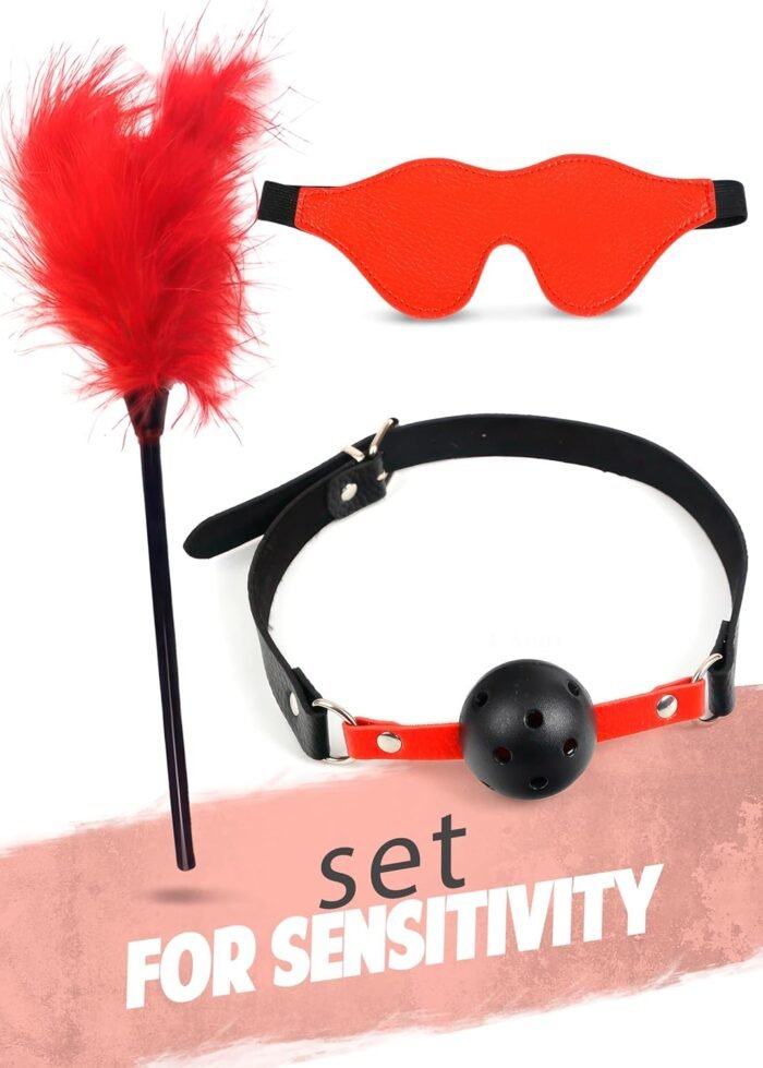 10pcs BDSM Set, Sex Toys for Women, Accessories for Adult, Collar with Pulling Belt, Spaking Whip, Adult Feather Tickler, Mask, Breathable Mouth Gag Ball and Fluffy Handcuffs - Image 5