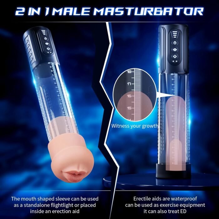 Waterproof Realistic Male Masturbator,Adult Sex Toys for Men,Sucking & Pumping Male Sex Toy, Premuim quiality Pocket Pussy Stroker, Follyee Penis Trainer Glans Stimulator Mens Vibrator Penis Pump - Image 3