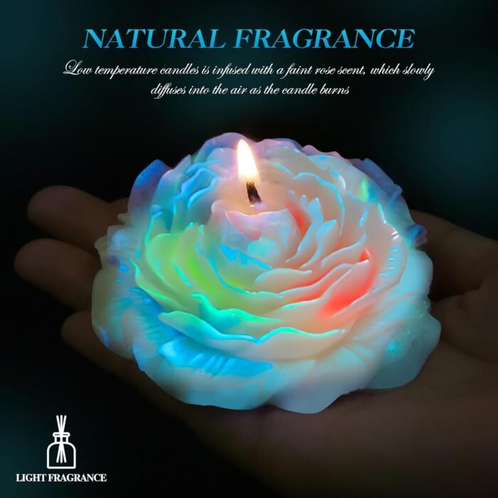 4PCS Low Temperature Candle, Low Heat Body Safe Candles Wax Play, Romantic Wax Play Candles, Flower Shaped Scented Candle for Couples(3.1 Inch, Fluorescence) - Image 3