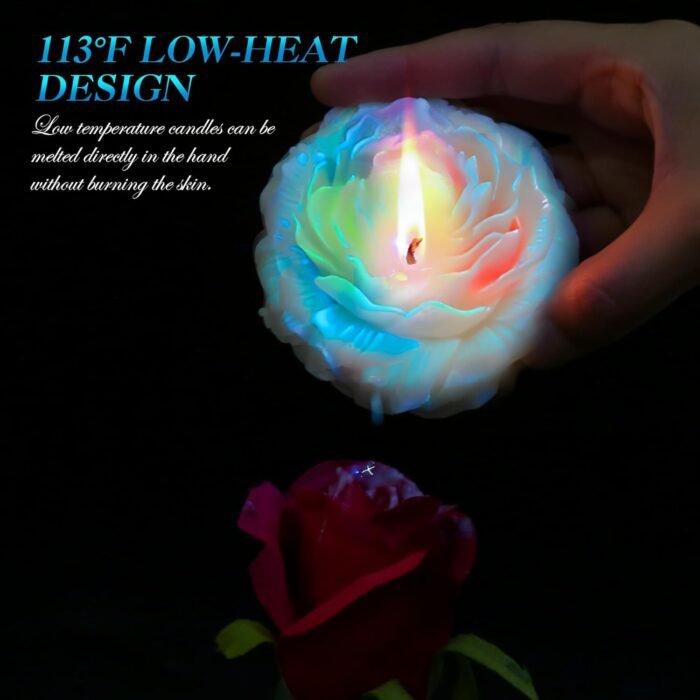 4PCS Low Temperature Candle, Low Heat Body Safe Candles Wax Play, Romantic Wax Play Candles, Flower Shaped Scented Candle for Couples(3.1 Inch, Fluorescence) - Image 2