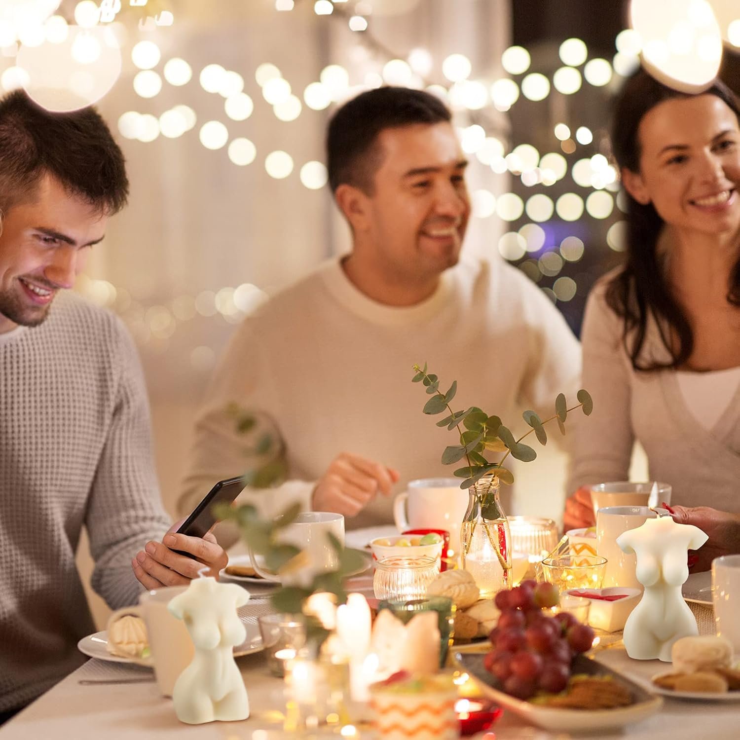 2 Pieces Female Body Shaped Soy Candle Woman Bust Candle Home Decoration for Christmas Bedroom Bathroom Aesthetic Decoration(White) - Image 7