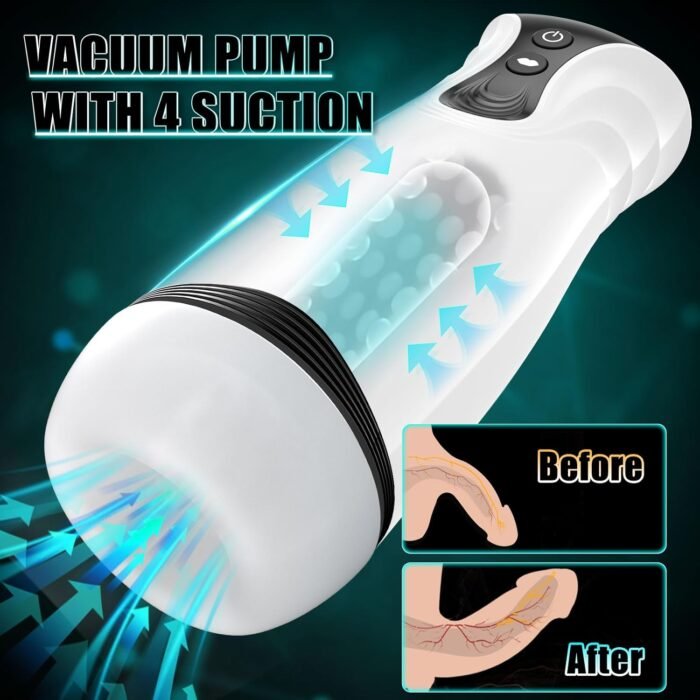 Automatic Sucking Male Masturbator，3 in 1 Male Stroker with 10 Vibration & 4 Suction & One-Click Climax, Hands Free Penis Pump with 3D Textured, Blowjob Toy Mens Adult Sex Toys for Men - Image 4