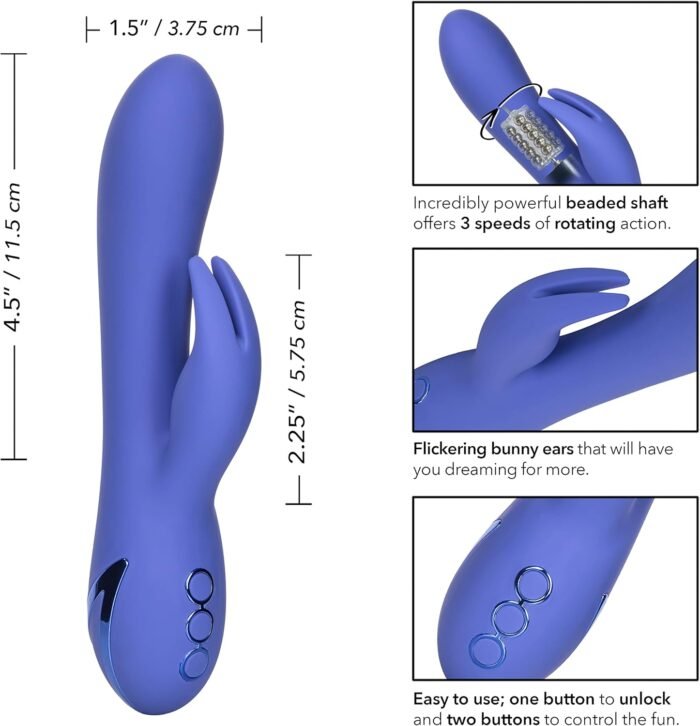 CalExotics California Dreaming Beverly Hills Bunny - Silicone Rabbit Vibrator – Waterproof Clitoral Sex Toys for Couples – 10 Vibration Function Massager - Purple - Image 2