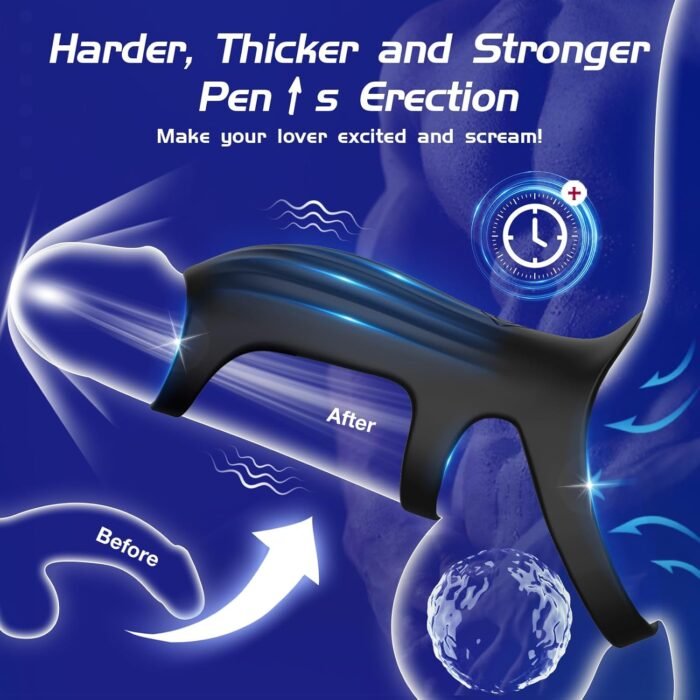 Vibrating Cock Ring Sex Toys for Men, 10 Vibrations Couples Sex Toy for Penis Extender, Vibrating Ring for Penis Testicles & G Spot Stimulation, Elastic Adult Toy for Man Erection Couples Pleasure - Image 4
