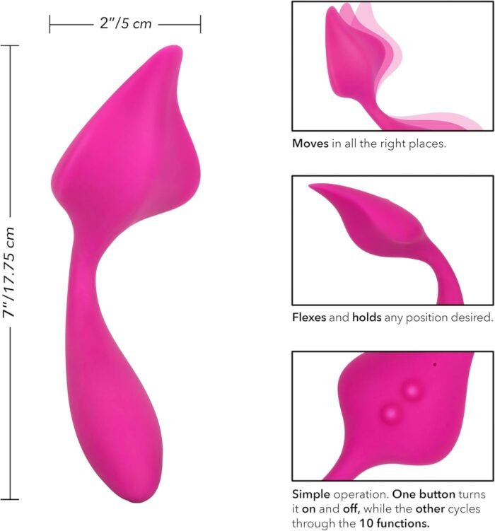 CalExotics Mini Marvels Marvelous Lover – Silicone Waterproof Compact Massager Vibrator – 10 Function Rechargeable Panty Teaser Vibe – Adult Sex Toy Massager for Couples – Pink - Image 2