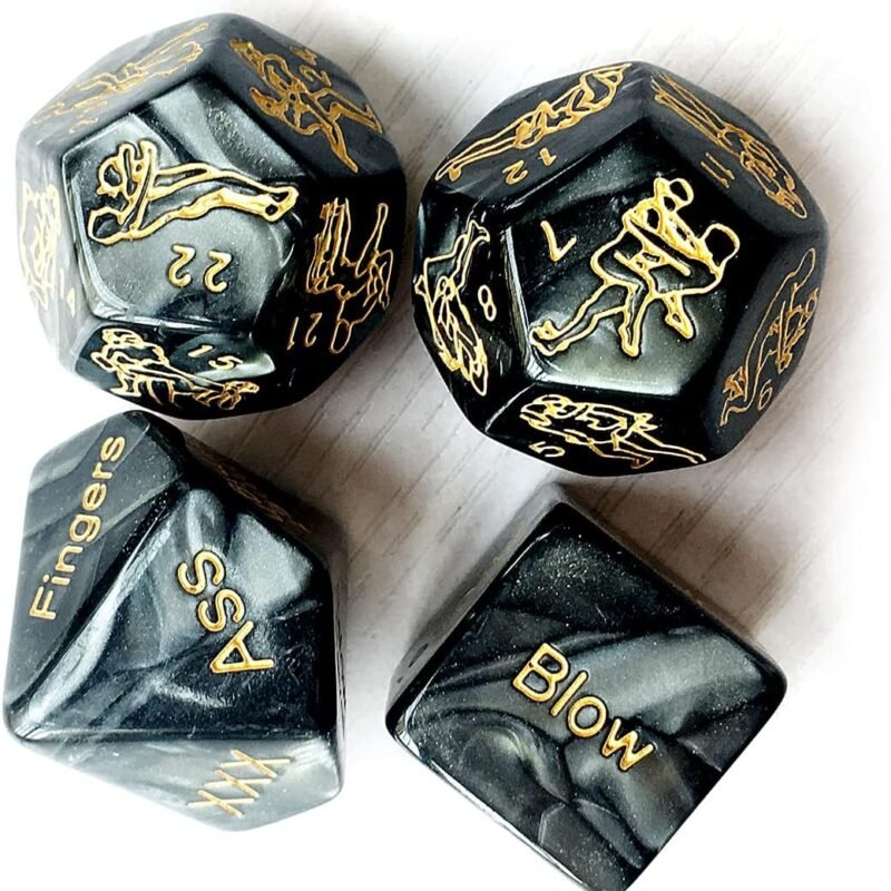 4 Pack Black Sex Dice Set, Sex Dice for Couples Naughty, Dice Game Set for Adult Sex Toys for Couple Women Men Sex Dice Games for Adults Bedroom, Glow in the Dark