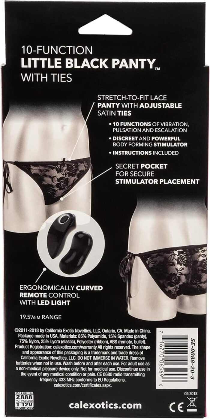 CalExotics Remote Control 10 Function Little Black Panty – Wireless Control Bullet Vibrator – Pocket Adult Toys for Couples – Vibe Egg Massager - Black - Image 4