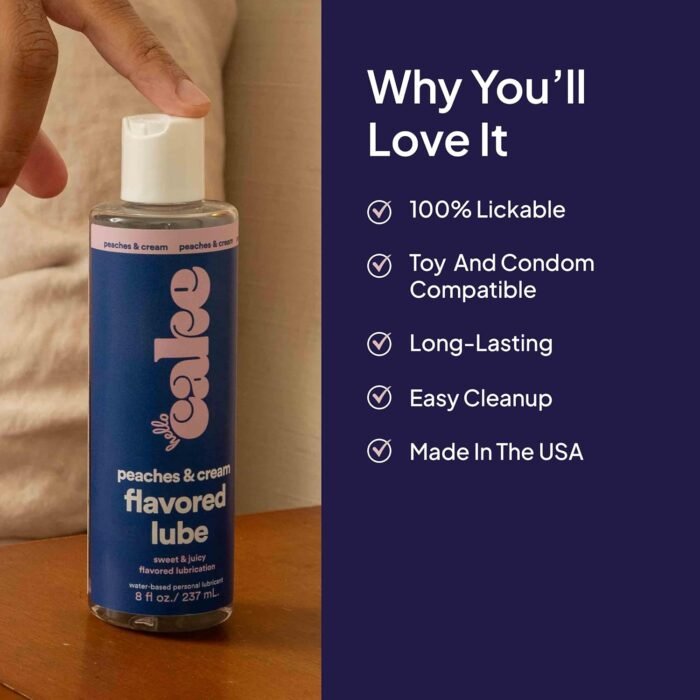Hello Cake Peaches & Cream Flavored Lube - Water-Based Personal Lubricant - Vegan, Sugar-Free, Gluten-Free - Easy Clean-Up - for Men, Women, and Couples, 8 fl oz - Image 4