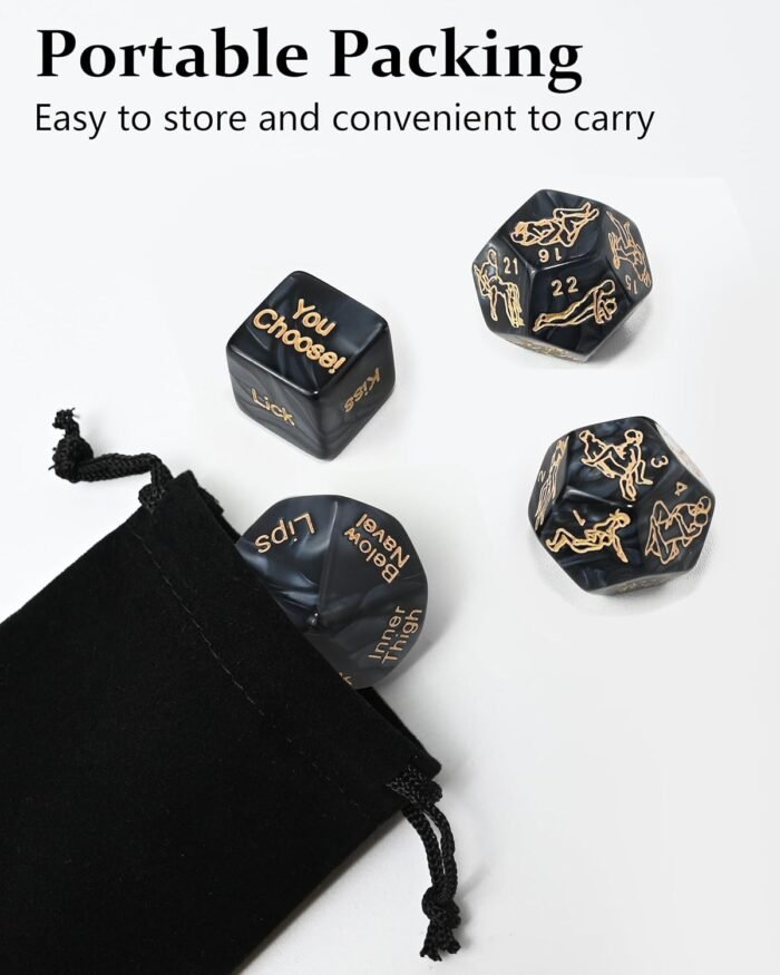 Positions Sex Dice Game for Couples Kinky Toys for Date Night Adult with Actions Body Parts, Naughty Sexy Fun Intimate Dice Set for Gift Ideas Travel Romantic Nights,Adults Love Foreplay, Black - Image 4