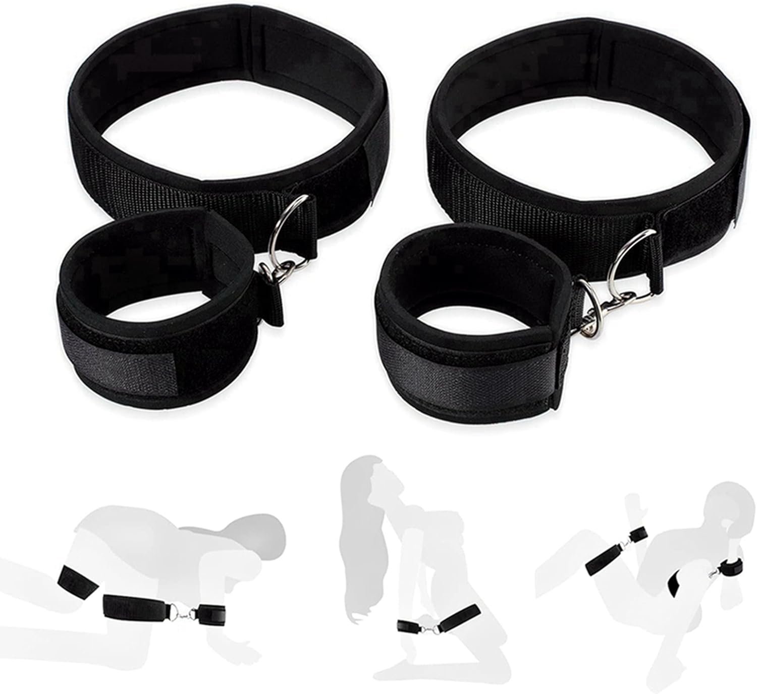 Sex Bed Ties for Adult Couples Bondaged Restraints Sex Handcuffs Bed Hand Leg Cuffs Strap Set Ankle Wrist Restraints Sex Resistance Bands with Ankle Strap Bondaged Rope Cord & Rope Bed BDSM Sweater