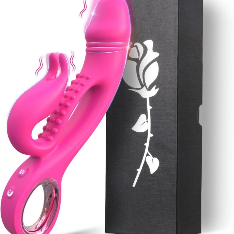 Rabbit Vibrators G Spot Clitoral Vibrator, Upgraded Realistic Dildo Female Sex Toys with 10 Powerful Vibrations Nipple Anal Vibrating Sex Toy Dildos for Women and Couple (Pink)
