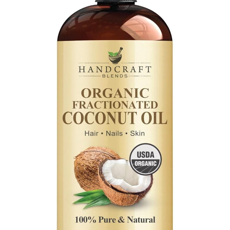 Handcraft Blends Organic Fractionated Coconut Oil - 16 Fl Oz - 100% Pure and Natural - Premium Grade Carrier Oil for Skin and Hair - Hair and Body - Massage
