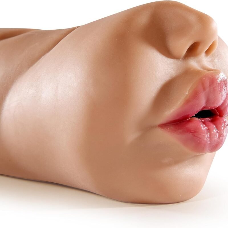 oyiyeyiyo Realistic Mouth Male Masturbator, Deep Throat Pocket Pussy Blow Job Stroker with Teeth and Tongue, Male Sex Toys for Men Masturbation, Sex Doll Adult Toy for Oral Sex (Brown)