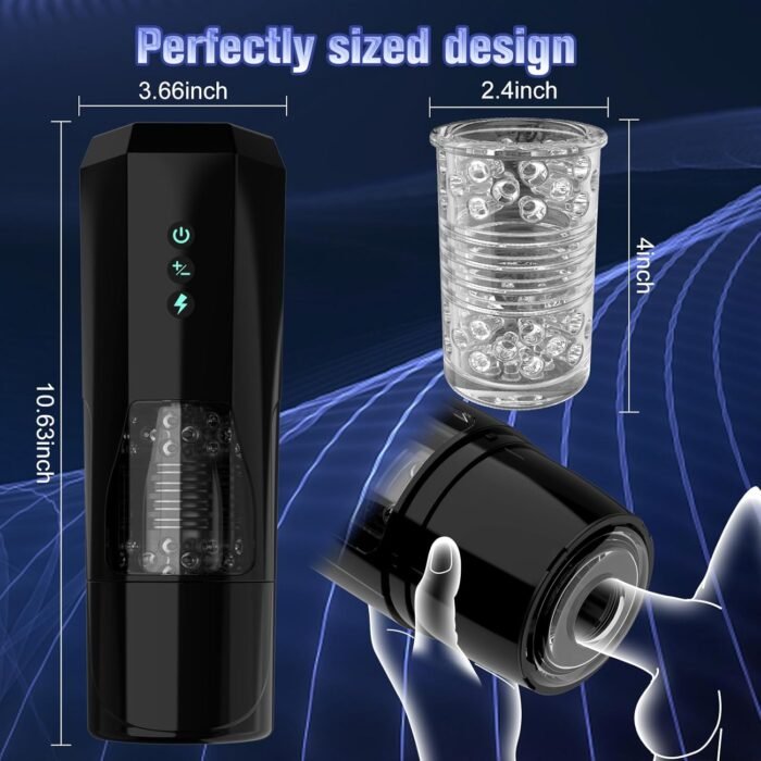 Adult Sex Toys Male Masturbator, Automatic Male Sex Toys for Men with 7 Vibrator & 3 Thrusting Modes, Male Masturbator with 3D Large Particle Inner, Adult Toys for Men (Black) - Image 6