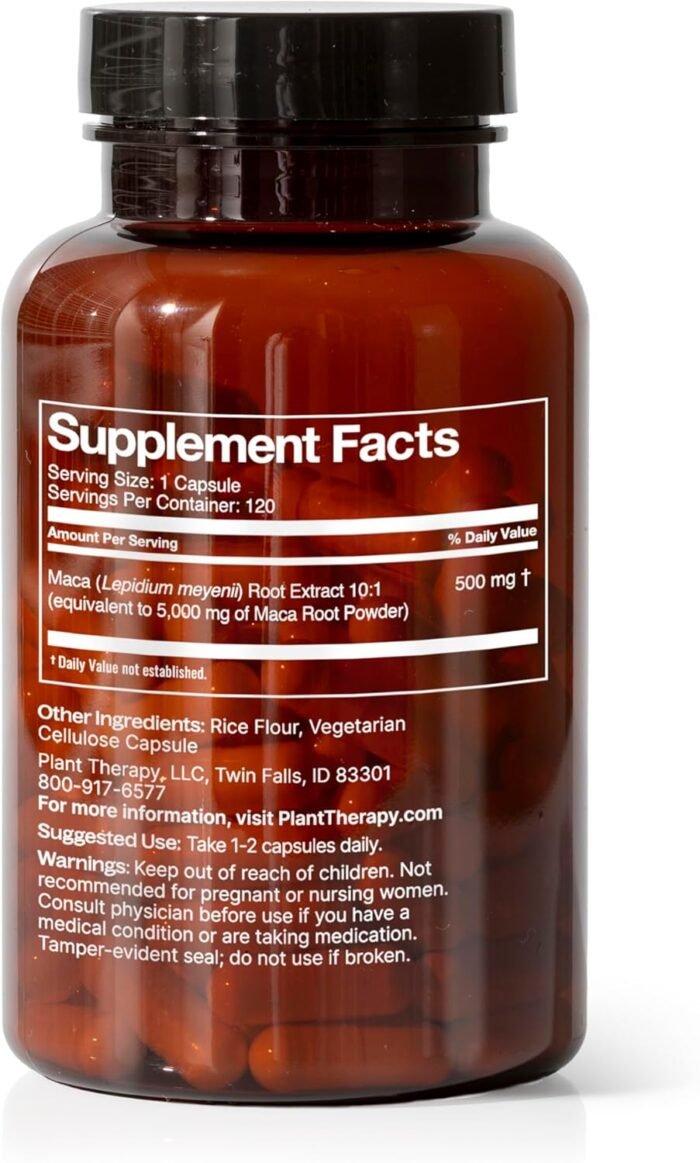 Plant Therapy Maca Root Herbal Supplement Capsules, Supports Sexual Health for Men & Women, Mood-Boosting, Energizing & Reduces Tension, 120 Vegetarian Capsules (4 Month Supply), Made in The USA - Image 2