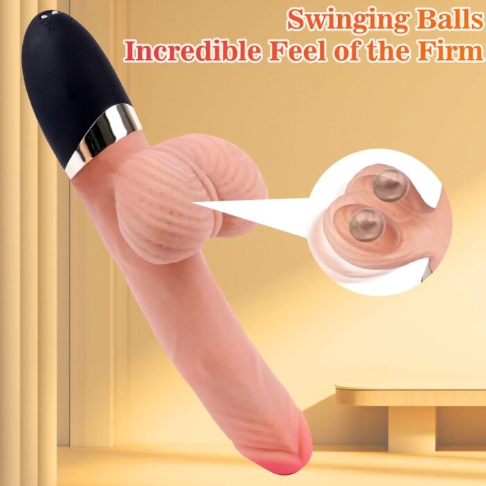 Thrusting Dildo Vibrator with Swinging Balls,9.64" Realistic Dildos Sex Machine with 8 Vibrating and 3 Thrusting Modes, Silicone Dildo Sex Toys for Women and Couple G-Spot Anal Vagina Stimulation - Image 4