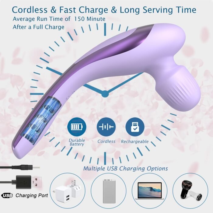 Personal Vibrating Handheld Massager-Cordless Rechargeable Electric Mini Hand Held Portable Seven Massage Wand for Full Body - Image 5