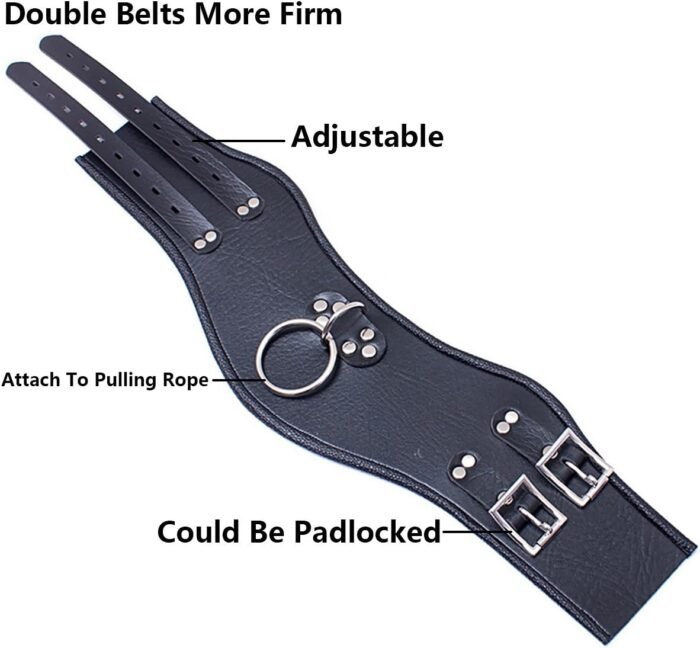Adult Sexy Role-Playing Restraints O Ring Choker Dog Collar Leather Locking Neck Bondage Collar for BDSM (Pulling Rope,Padlock 2 Pieces) - Image 4