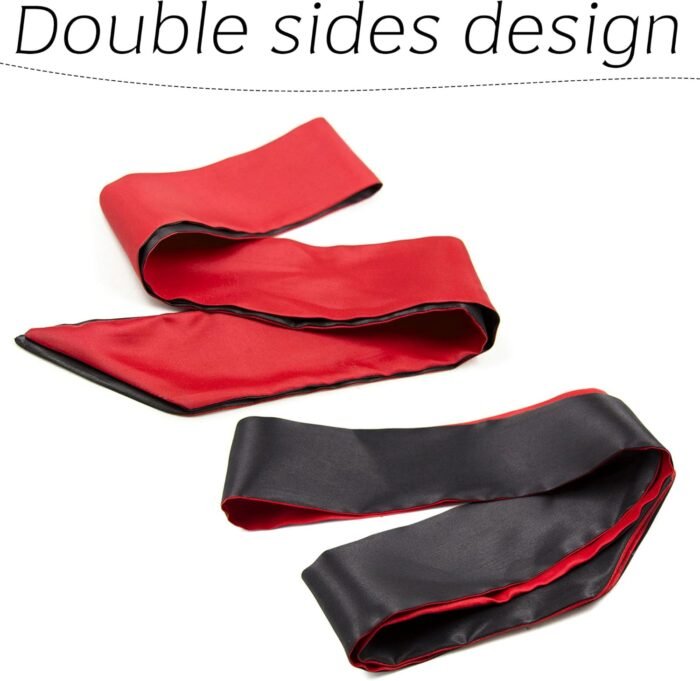 Silk Restraints Soft Blindfold with Dual Sides Design Sex Spanking Paddle Tease Feather Tickler Satin Blind Fold BDSM Bondage Accessories Kit Adult Sexual Toys Games for Couples Women Men - Image 5