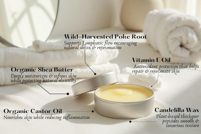 Organic Poke Root & Castor Oil Salve | Vegan Lymphatic Support | Enriched with Essential Oils | Cysts, Boils, Fibroids, Swollen Lymph Nodes, Breast & Joint (1oz, Unscented) - Image 2