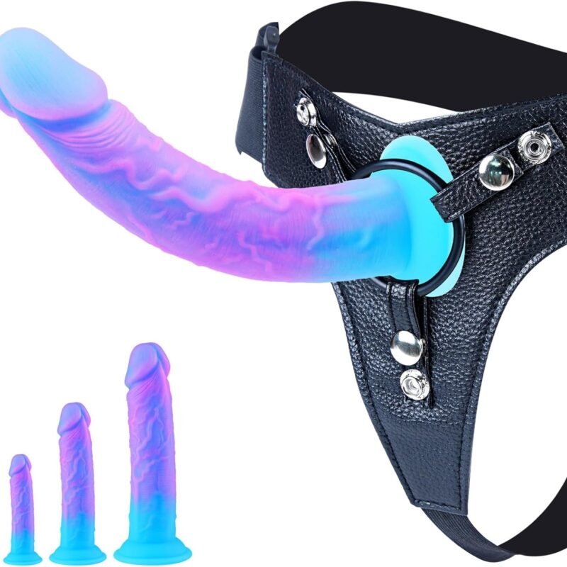 Wearable Strap On 6" 8" 10" Fantasy Beginner Anal Dildo Set, Silicone Realistic Small Big Huge G-Spot Dildo Penis with Suction Cup, Adjustable Harness Monster Dildos Adult Sex Toys for Women Lesbian