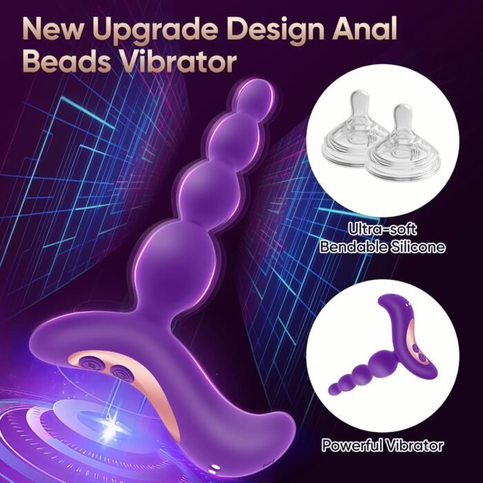 Vibrating Anal Beads Butt Plug - Sex Toys for Women and Men Anal Vibrator, Anal Toys Wand Prostate Massager, Adult Toys Vibrater Sex Novelties G Spot Dildo Sexual Pleasure Tools for Couples (Purple) - Image 3