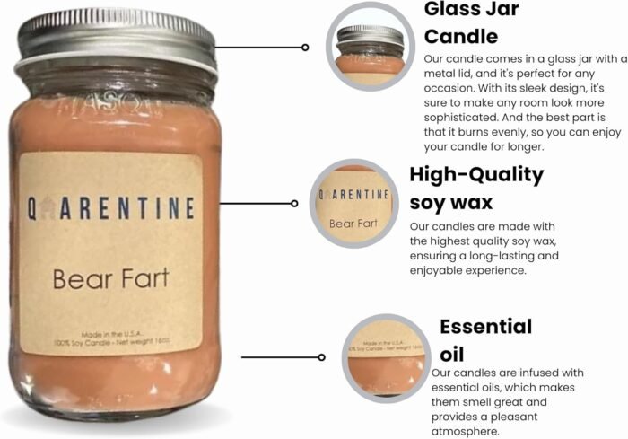 Organic Soy Wax Bear Farts Candle | Honey & Fruity Aroma | 100% Pure Soy & Essential Oils | Long-Lasting Scent | Hand-Poured in The USA | Perfect for Aroma Therapy (16oz) - Image 8