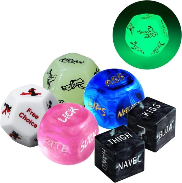 Couples Games for Adults,Dice Set Glow in The Dark Bedroom Games for Couples Date Night Ideas for Couple Gifts for Her and Him Games for Couples 2 Player (Colorful-A)