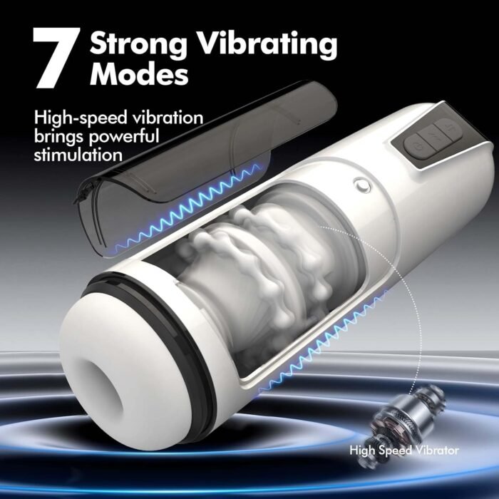 Male Masturbator Cup Adult Toy - Automatic Hands Free Penis Vibrator Pocket Pussy Stroker with 7 Thrusting & Vibrating Stimulation Modes Sex Toys for Mens Realistic 3D Sleeve Man Pleasure - Image 3