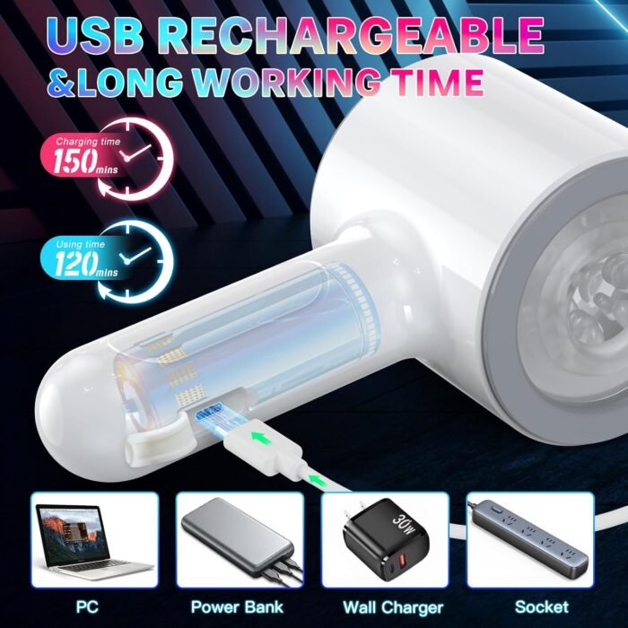 Automatic Male Masturbator, Foreglad Stroking Male Masturbators Cup with 7 Powerful Thrusting & Vibrating Modes, Blowjob Machine Pocket Pussy for Men, Dual Open-Ended Penis Sex Toys for Men（White） - Image 5