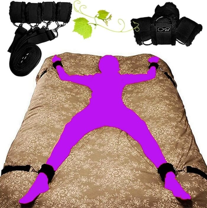 Wrist and Ankle Bed Restraints for Queen Size Bed Straps for Adult Play King Bed Bondaged Kit for Couples Sex Ties Hand Cuffs BDSM Set Furniture Bondage Restraints Sex Set for Bed Bedroom Sweater - Image 5