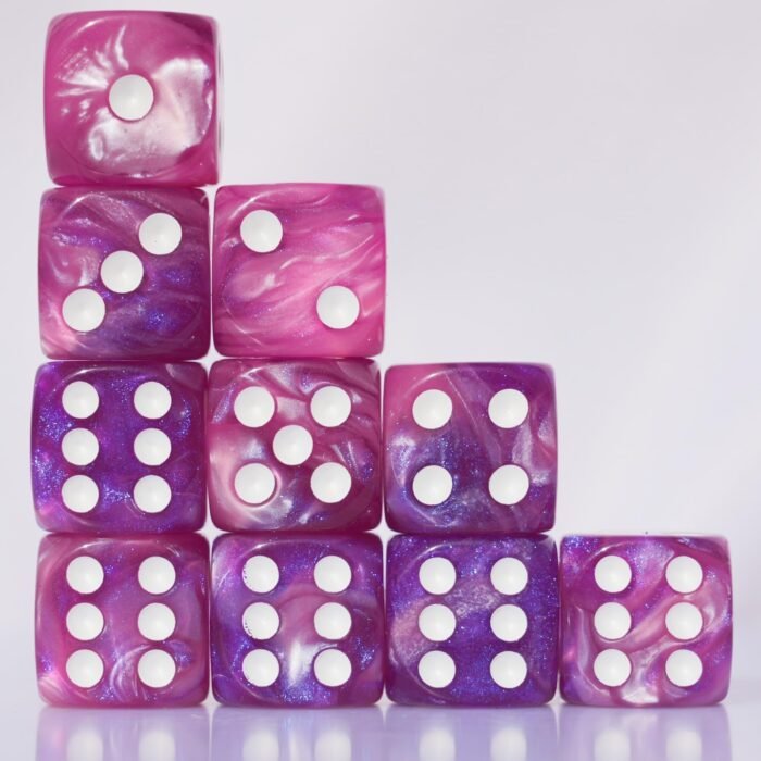 10 PC D6 dice 16mm Acrylic Dice Set for RPG MTG DND Dice Table Games and Board Games (Pink + Blue) - Image 2