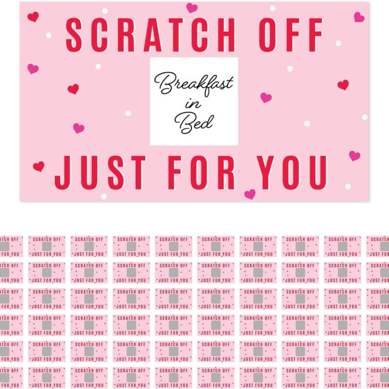 Andaz Press 60 Pre-Printed DIY Pink & Red Hearts Date Night Scratch Off Cards Couples Game, Valentines Scratch Off Cards, Date Night Idea Cards, Cute Couple Gifts Date Cards for Couples Scratch Off