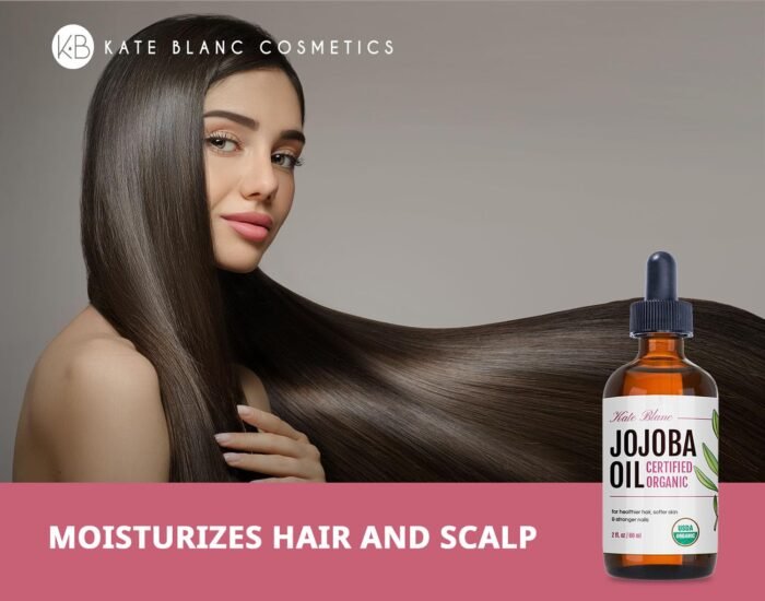 Kate Blanc Cosmetics Jojoba Oil for Hair, Face & Skin. Gua Sha Oil for Face Massage & Dermaplaning (2oz, Organic, 100% Pure, Natural) - Image 4